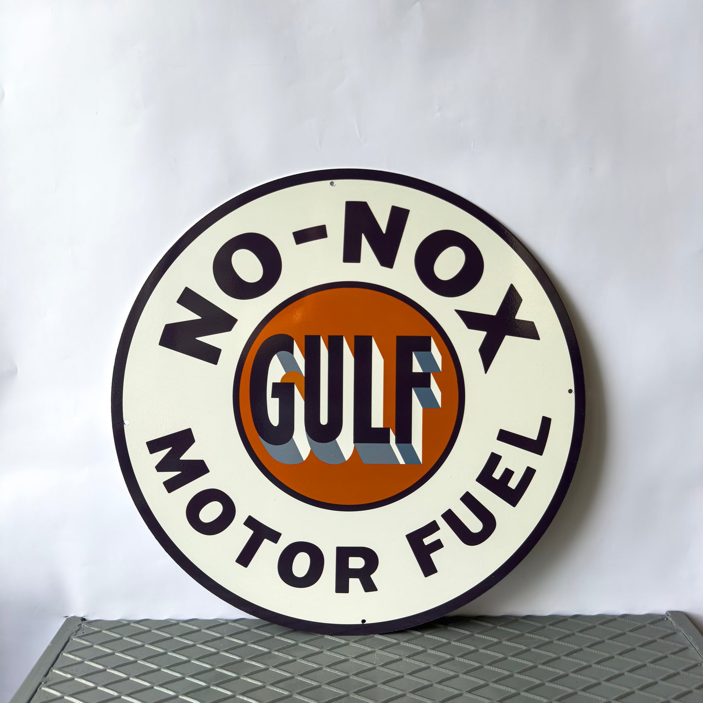 Gulf No-Nox Motor Fuel Sign – Heavy Metal Garage Decor