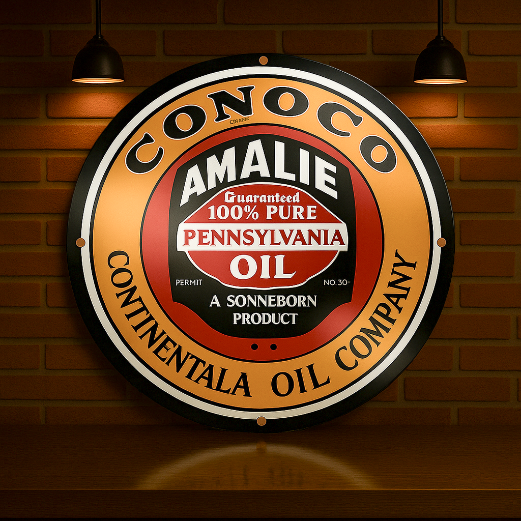 CONOCO AMALIE Pennsylvania Oil Sign – Heavy Metal Garage & Man Cave Decor