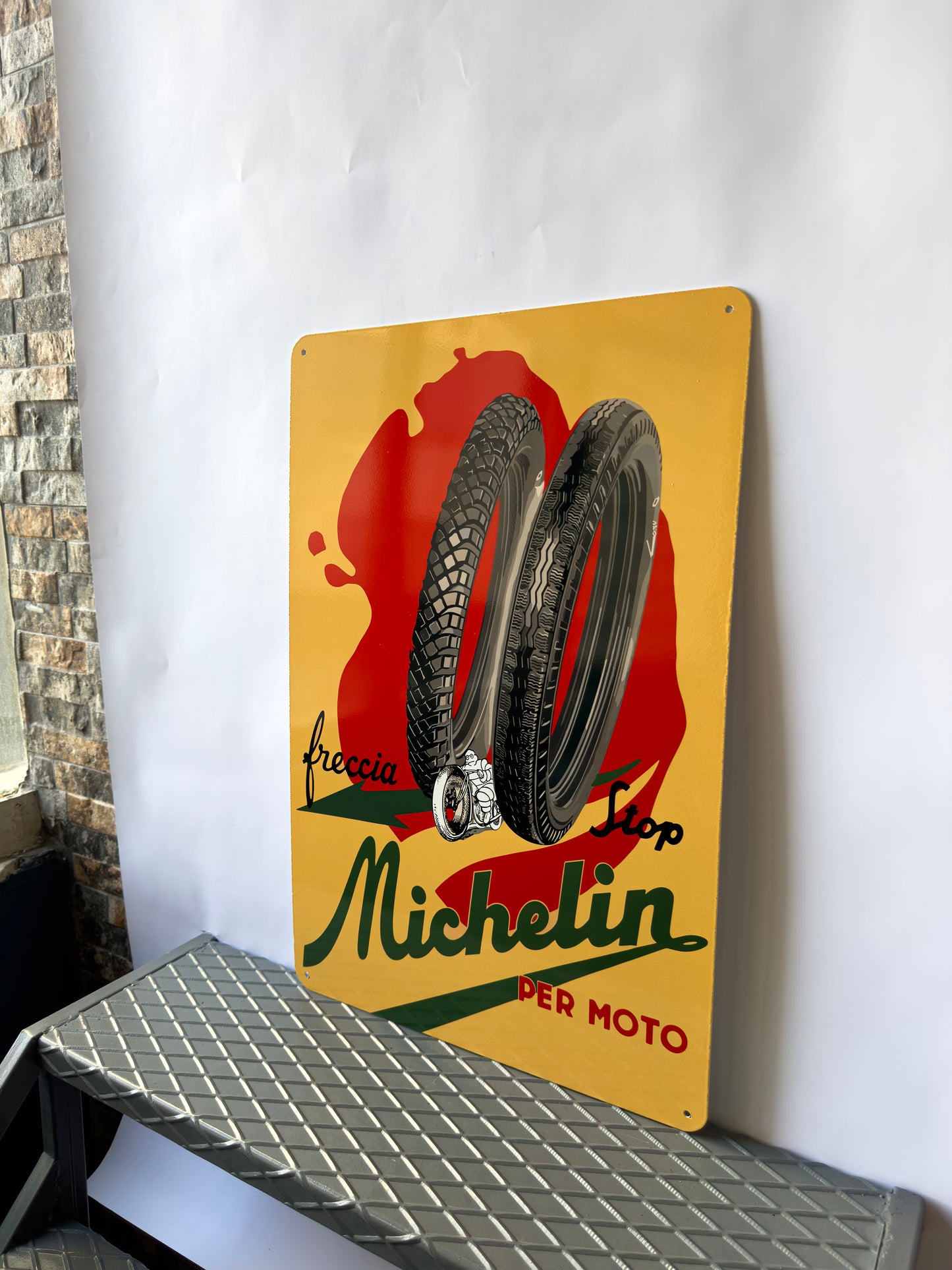 Michelin Freccia Stop Vintage Sign – Heavy Metal Garage & Tyre Sign