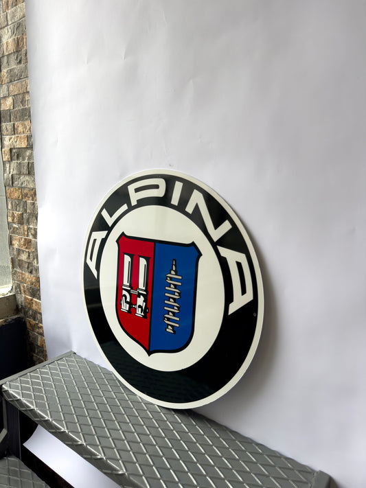 Alpina Round Heavy Metal Sign – Garage & Man Cave Decor