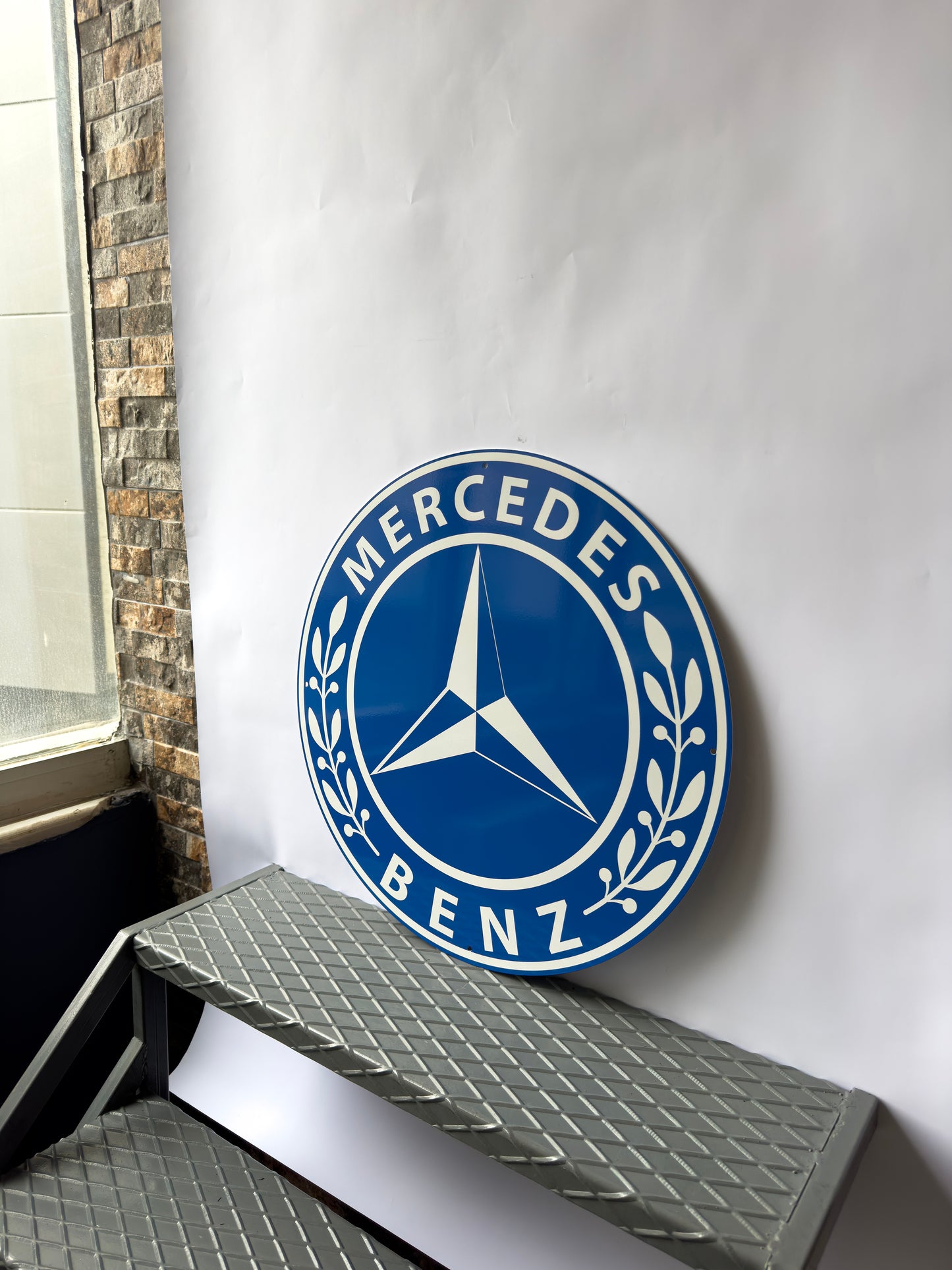 Mercedes Benz Blue Logo – Heavy Metal Sign – Home Decor