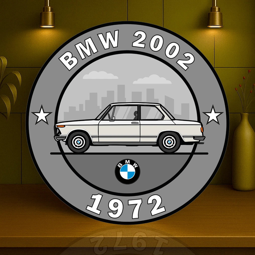 BMW 2002 The Birth of the Ultimate Driving Machine Heavy Metal Sign (1972) – Garage & Man Cave Decor