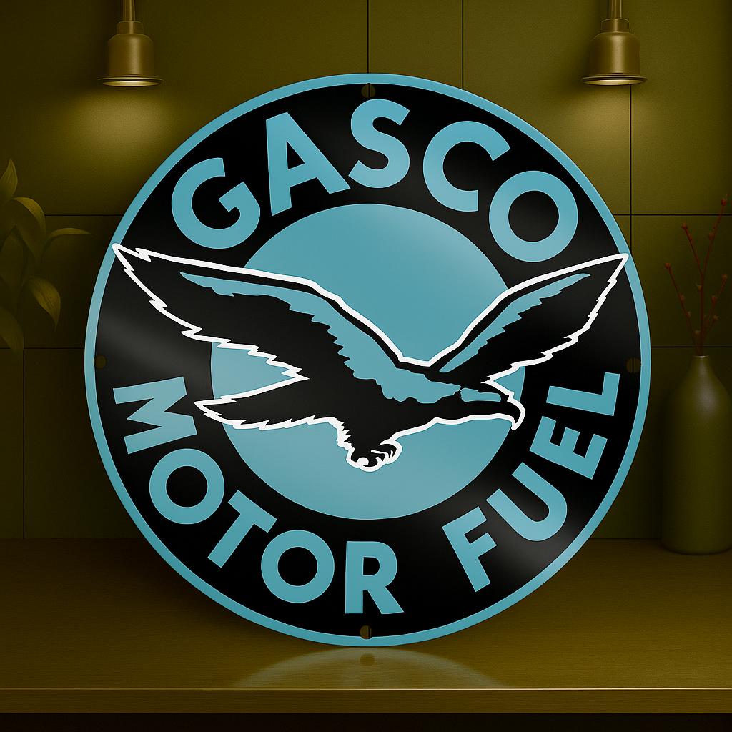 Gasco Motor Fuel Sign – Heavy Metal Garage & Man Cave Decor