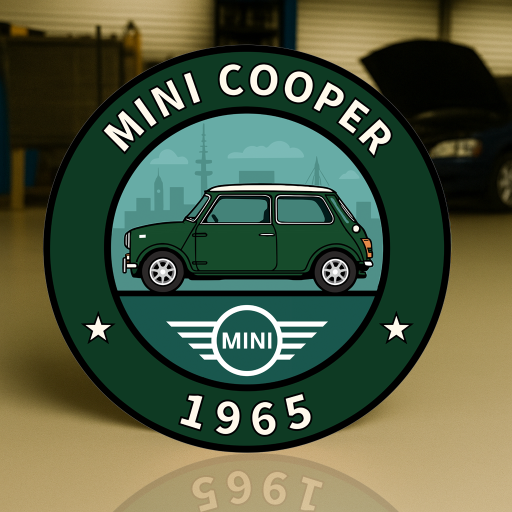 Mini Cooper 1965 British Racing Green Edition Sign – Heavy Metal Garage & Service Sign