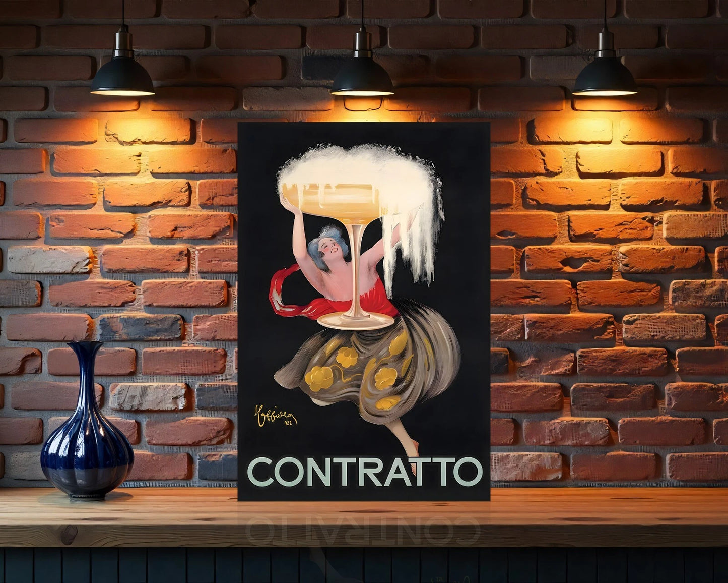 Contratto Champagne 1920s Italian Sparkling Wine Sign - Heavy Metal Cafe & Bar Decor