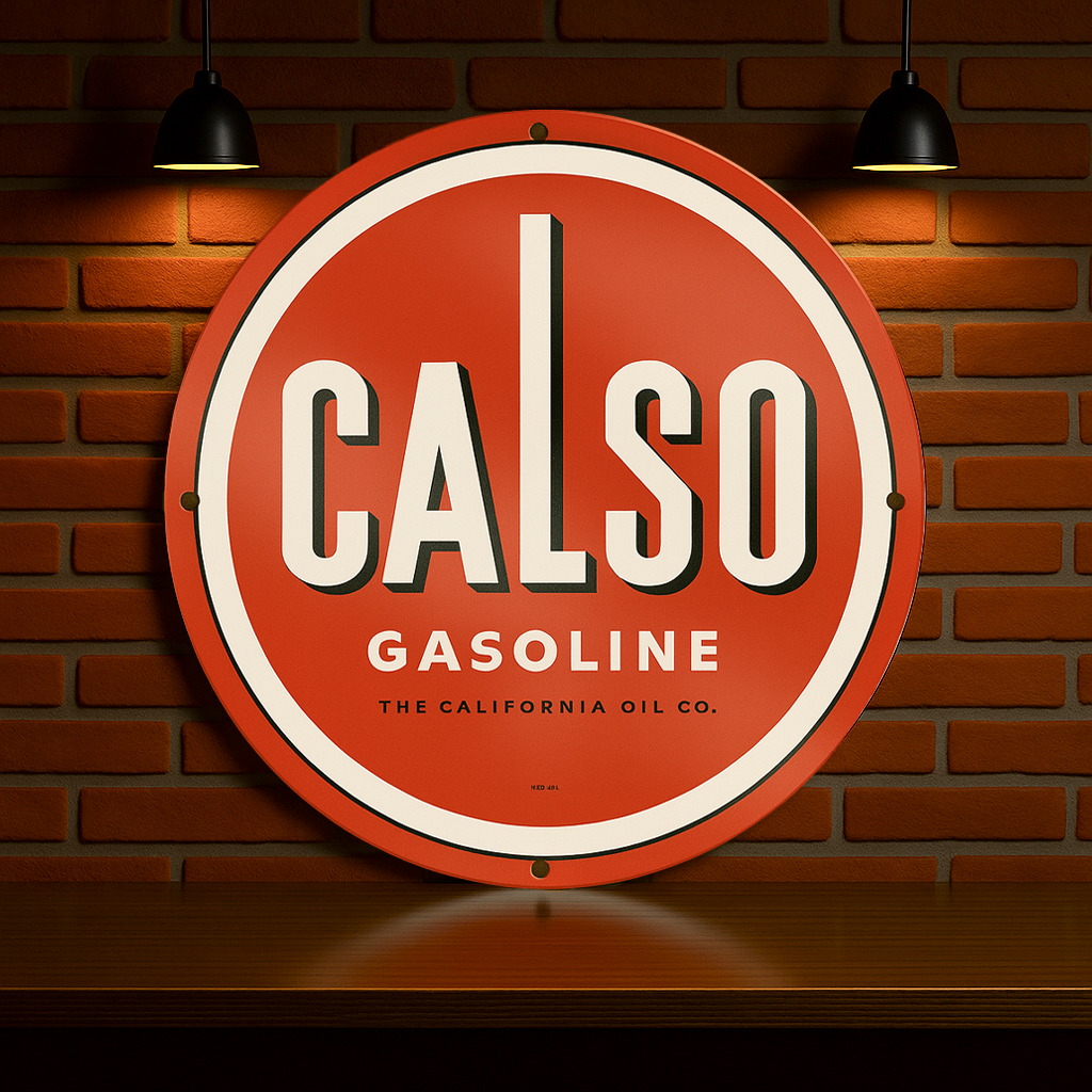 CALSO Gasoline Sign – Heavy Metal Garage & Man Cave Decor