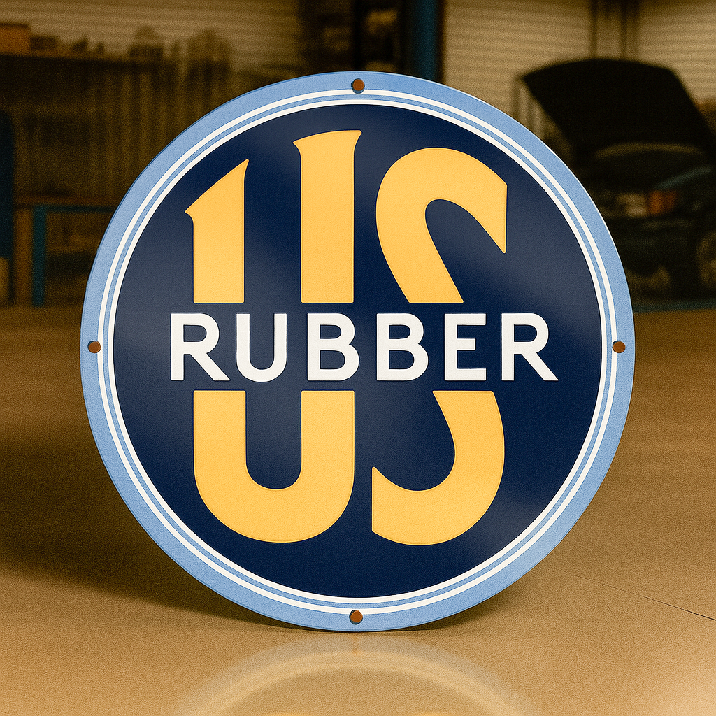 US RUBBER Vintage Industrial Heavy Metal Wall Sign – Garage & Man Cave Decor