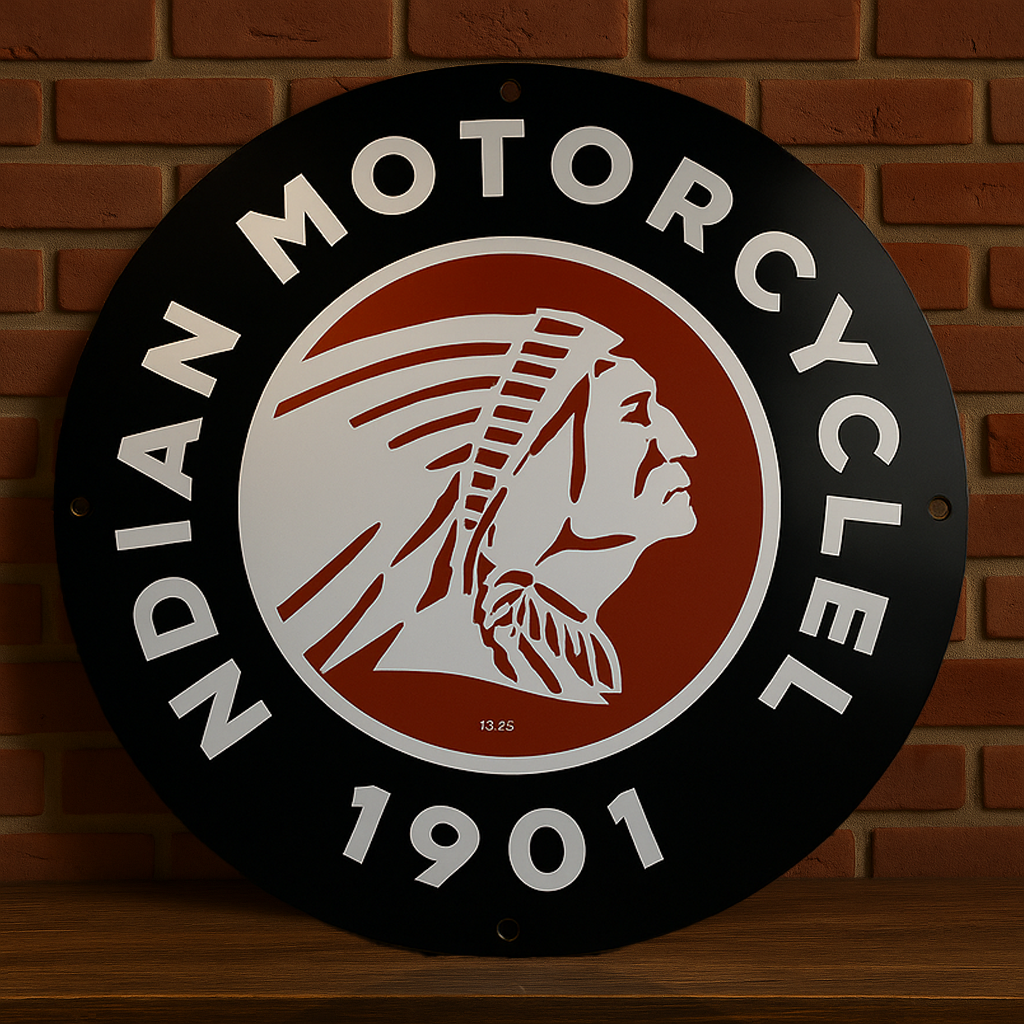 Indian Motorcycle 1901 Vintage Round Heavy Metal Sign – Garage & Man Cave Decor