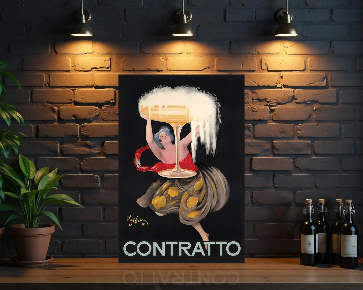 Contratto Champagne 1920s Italian Sparkling Wine Sign - Heavy Metal Cafe & Bar Decor