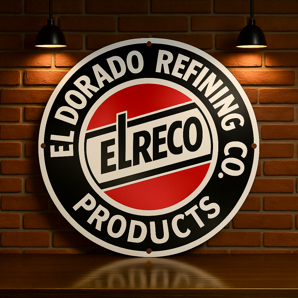 Elreco El Dorado Refining Co. Products Sign – Heavy Metal Garage & Man Cave Decor