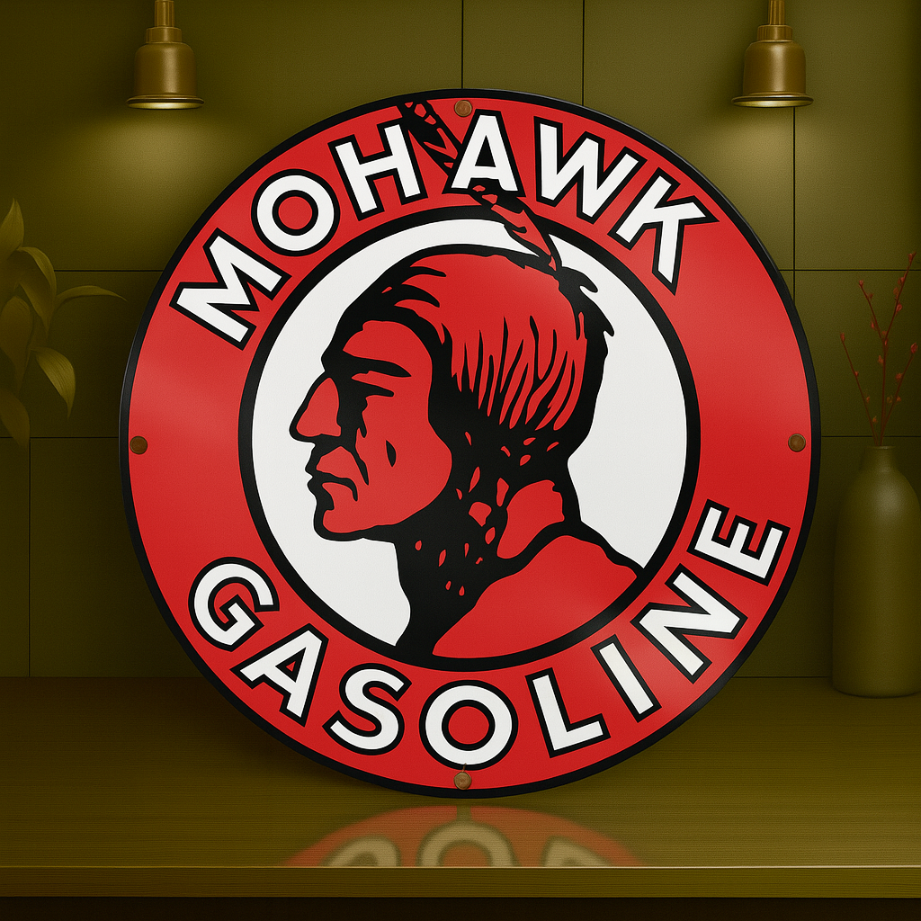 Mohawk Gasoline Sign – Heavy Metal Garage & Man Cave Decor