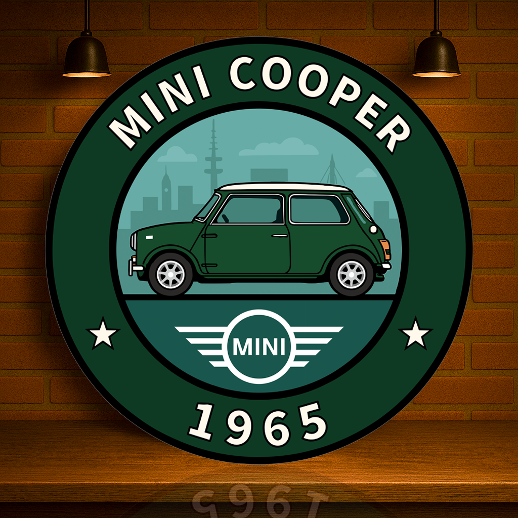 Mini Cooper 1965 British Racing Green Edition Sign – Heavy Metal Garage & Service Sign