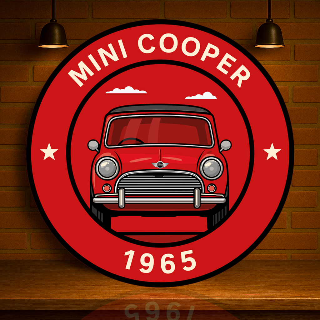 Mini Cooper 1965 Classic British Icon Sign – Heavy Metal Garage & Service Sign