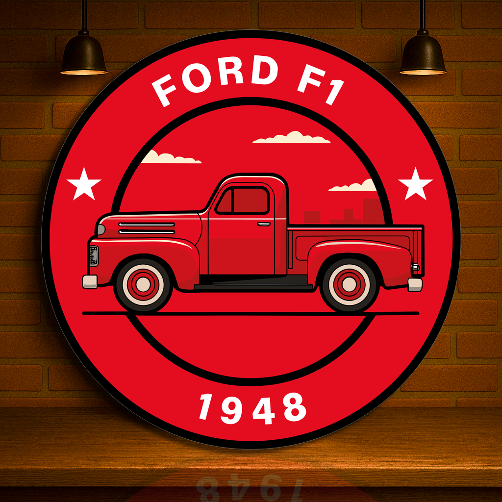 FORD F1 Classic Pickup Tribute Heavy Metal Sign XL (1948) – Garage & Man Cave Decor
