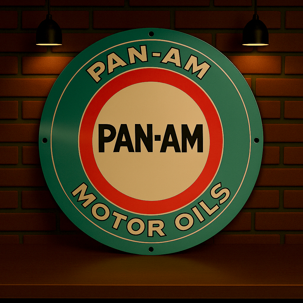 Pan-Am Motor Oils Sign – Heavy Metal Garage & Man Cave Decor