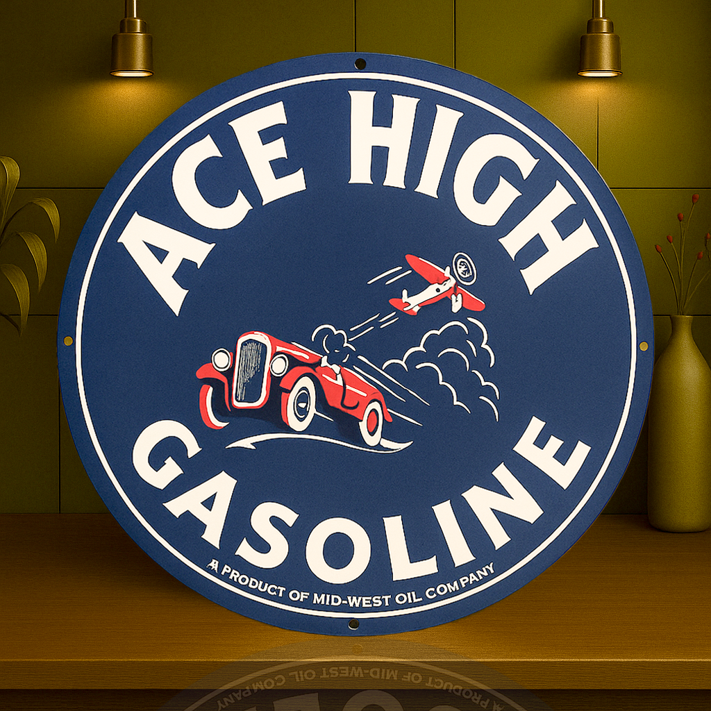 Ace High Racing Car Gasoline Sign - Heavy Metal Home & Garage Decor