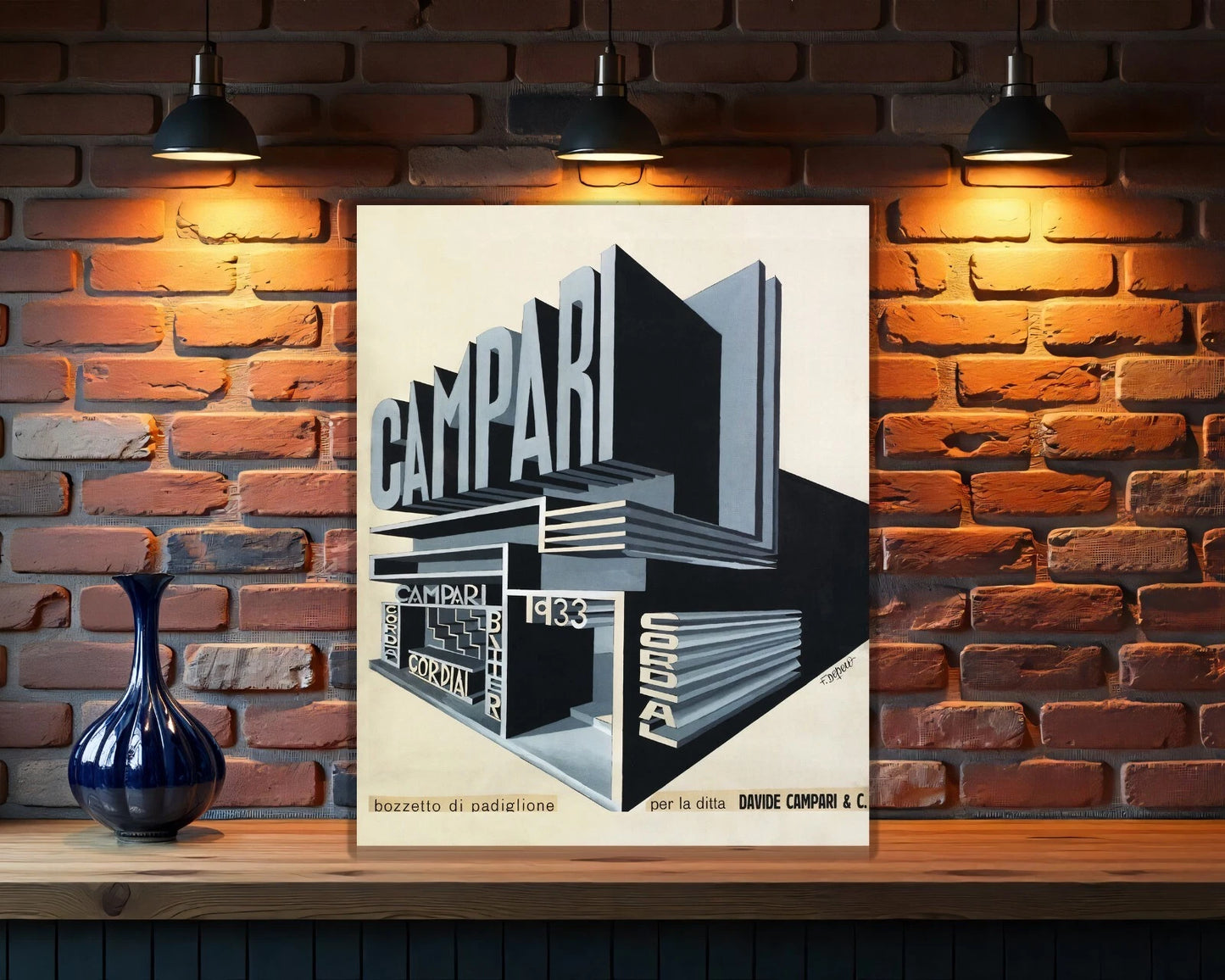 Campari Cordial 1933 Futurist Pavilion Expo Design Sign - Heavy Metal Cafe & Bar Decor