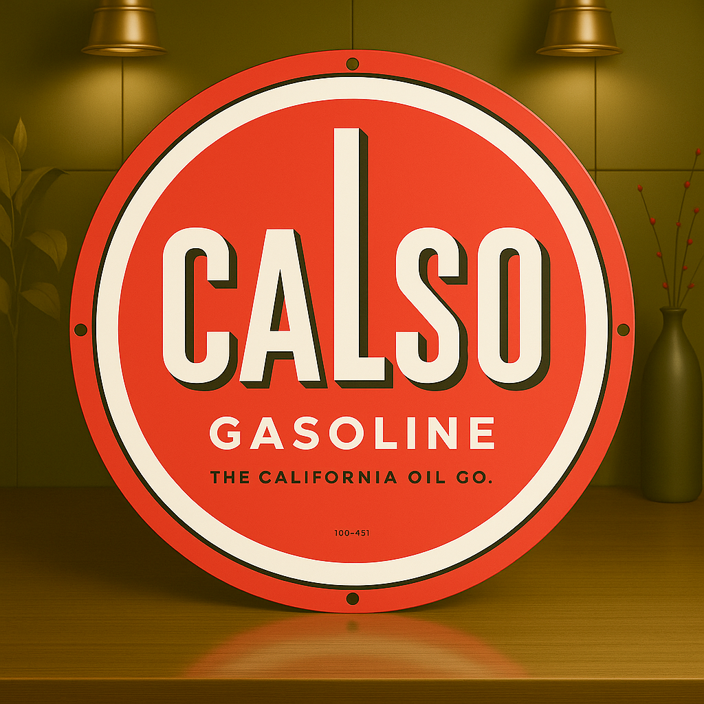 CALSO Gasoline Sign – Heavy Metal Garage & Man Cave Decor