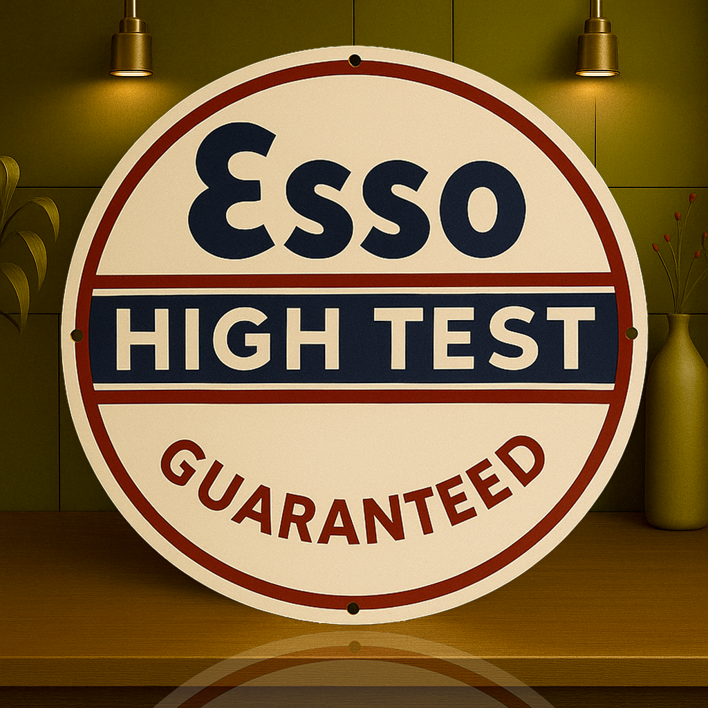 Esso High Test Guaranteed Gas Station Sign – Heavy Metal Home & Garage Decor