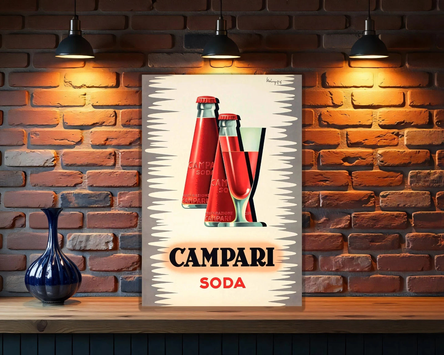 Campari Soda Vintage Retro Italian Beverage Sign - Heavy Metal Cafe & Bar Decor