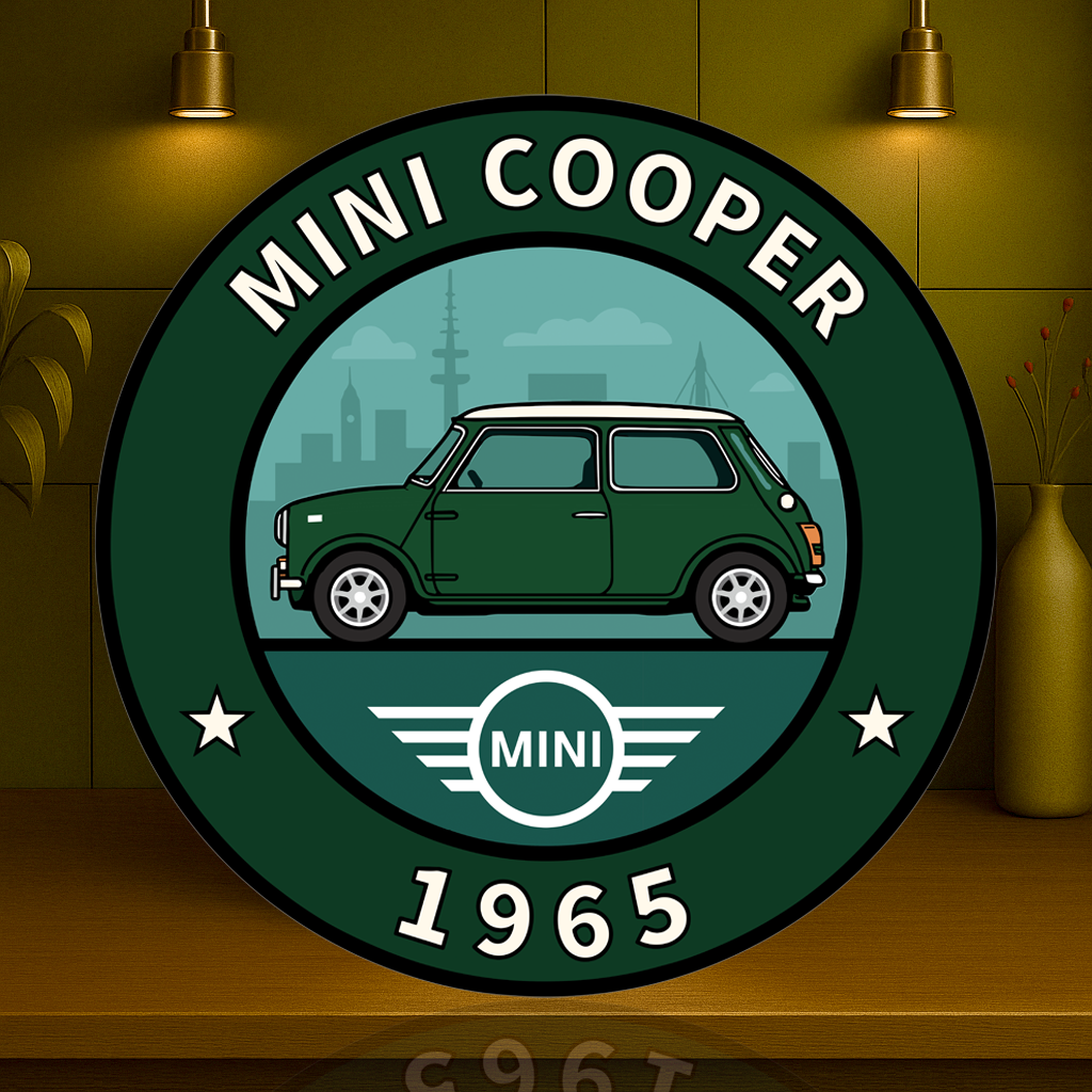 Mini Cooper 1965 British Racing Green Edition Sign – Heavy Metal Garage & Service Sign