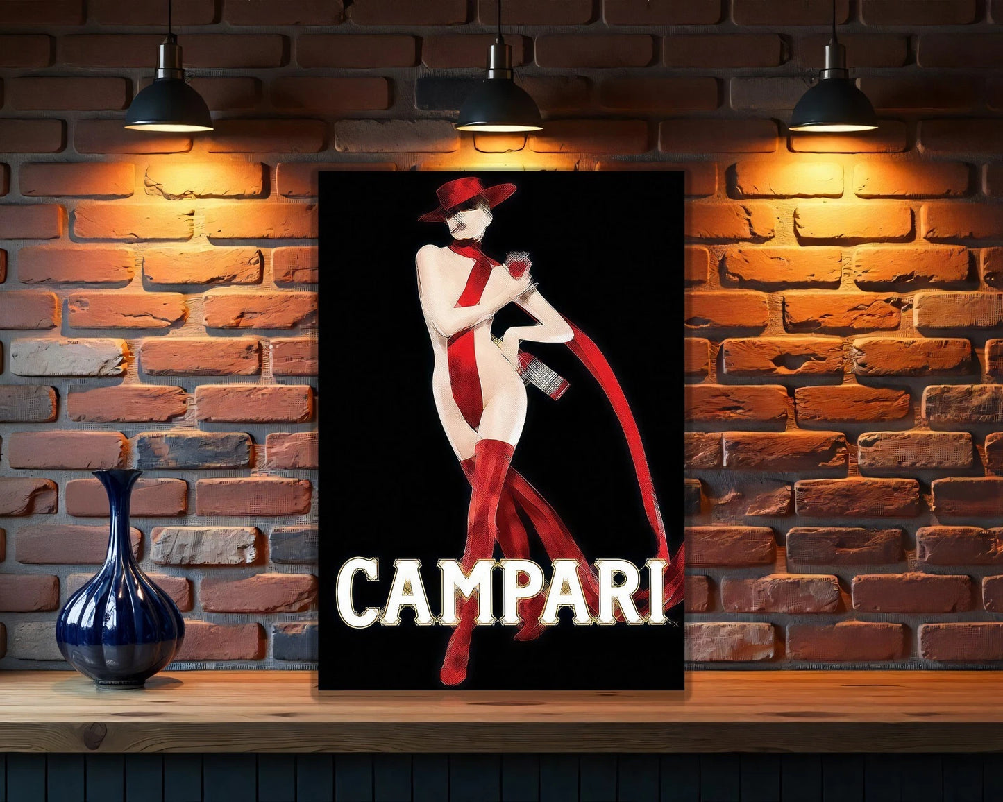 Campari Femme Fatale Sign - Elegant Italian Liquor - Heavy Metal Cafe & Bar Decor