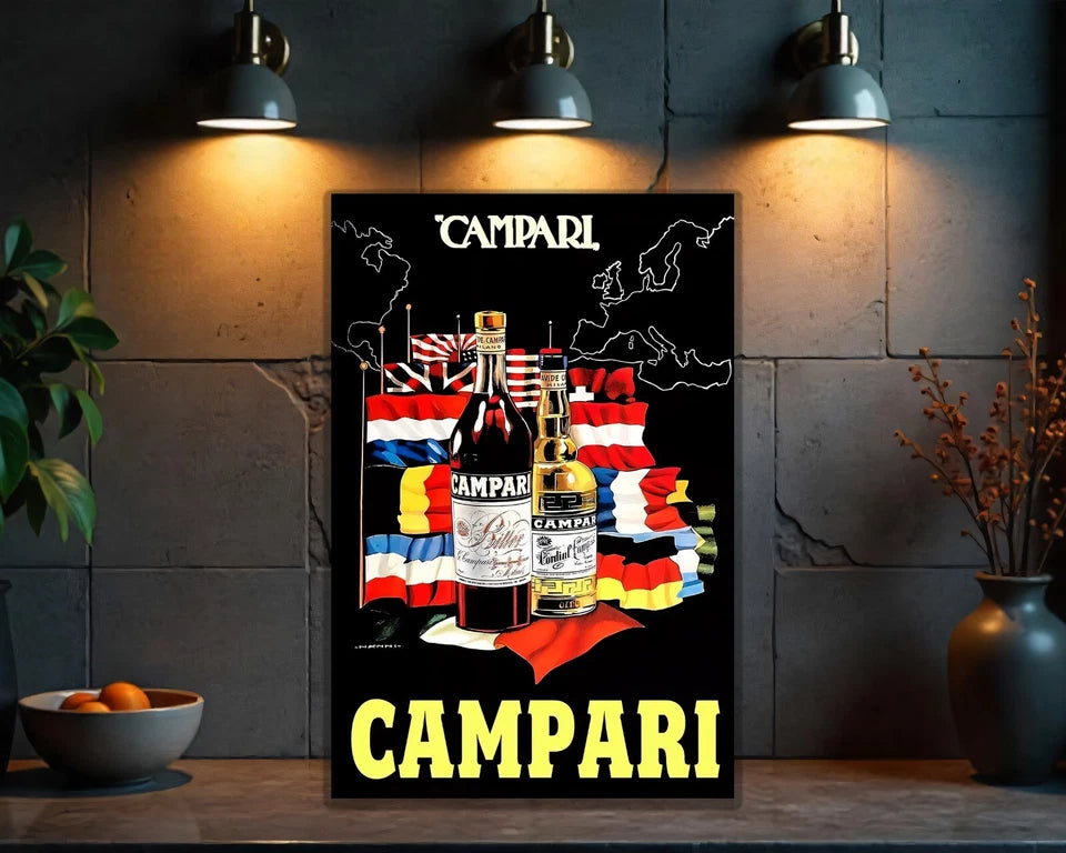 Campari Rare European International Flags Sign - Heavy Metal Cafe Decor