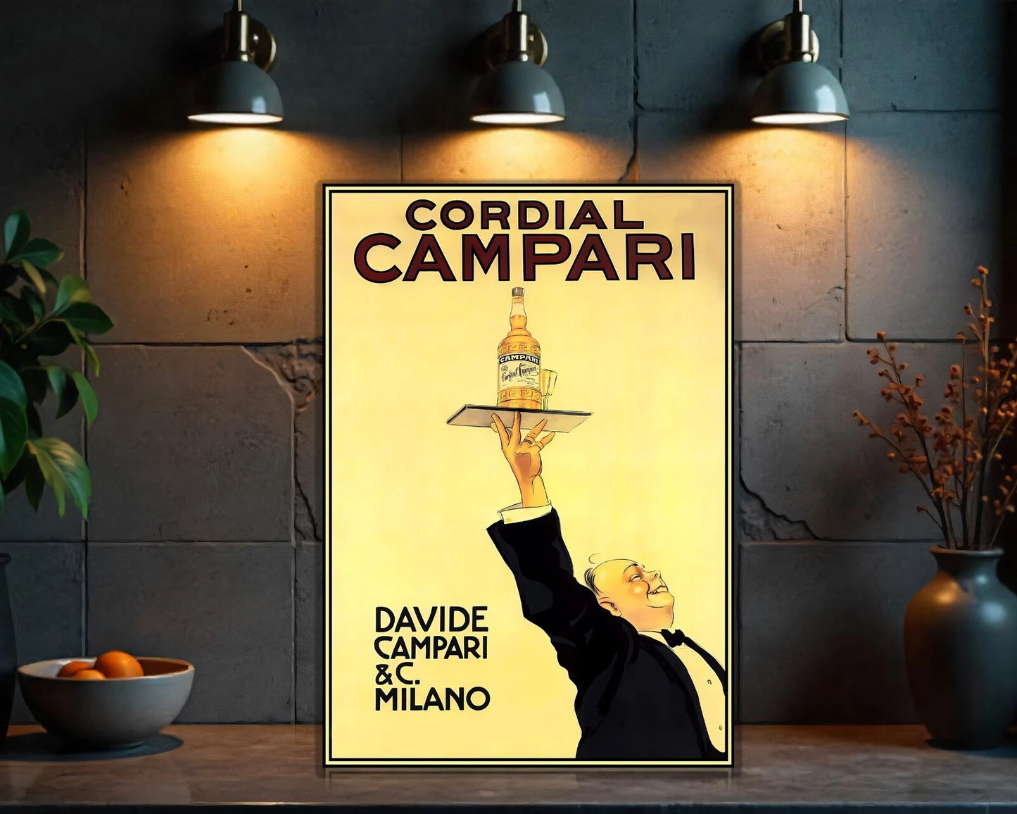 Campari Cordial Elegant Waiter Sign - Heavy Metal Cafe Decor