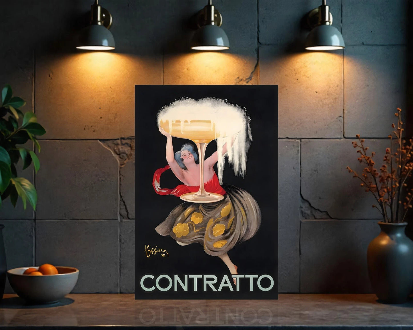 Contratto Champagne 1920s Italian Sparkling Wine Sign - Heavy Metal Cafe & Bar Decor