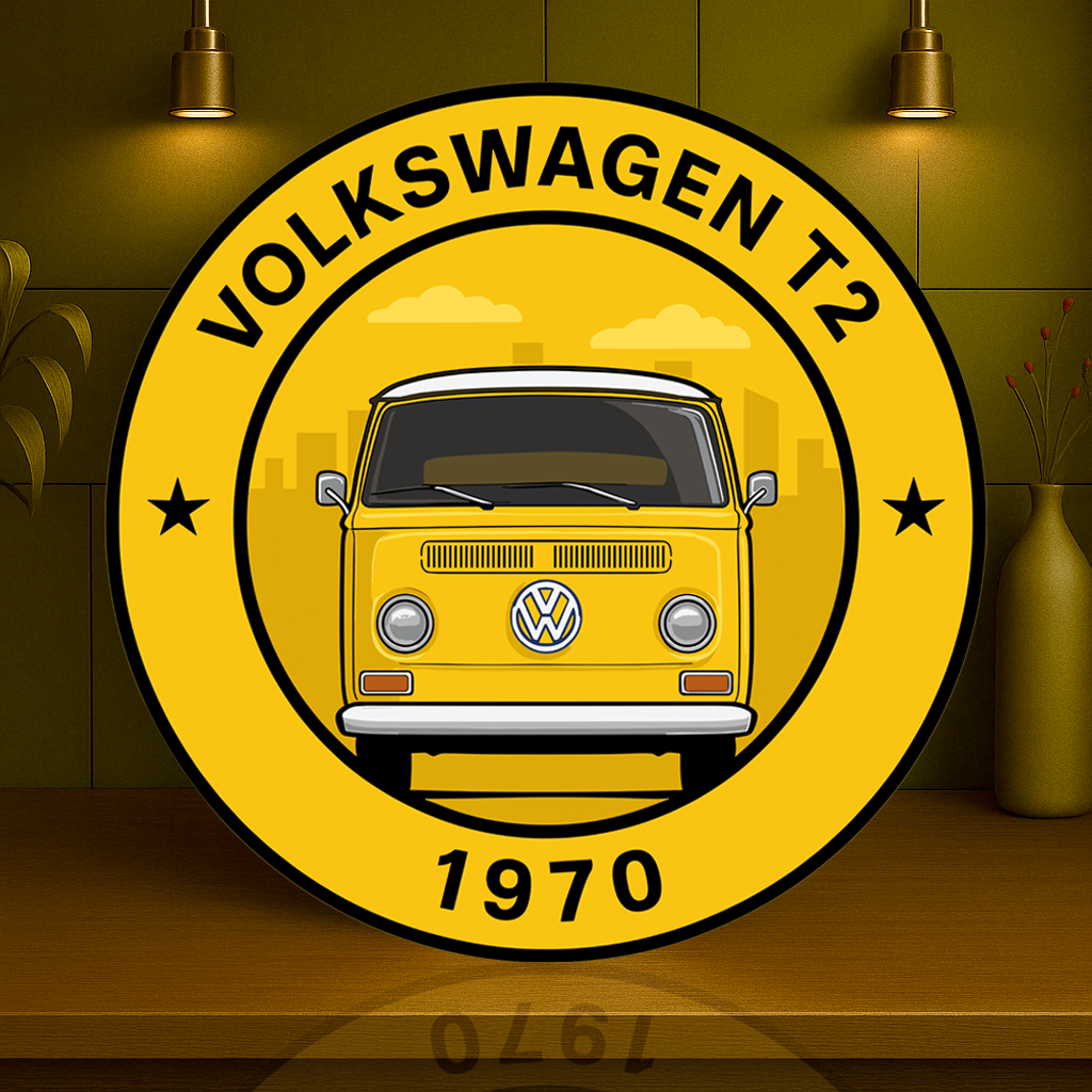 Volkswagen 1970 T2 Kombi Yellow Edition Sign – Heavy Metal Garage & Service Sign