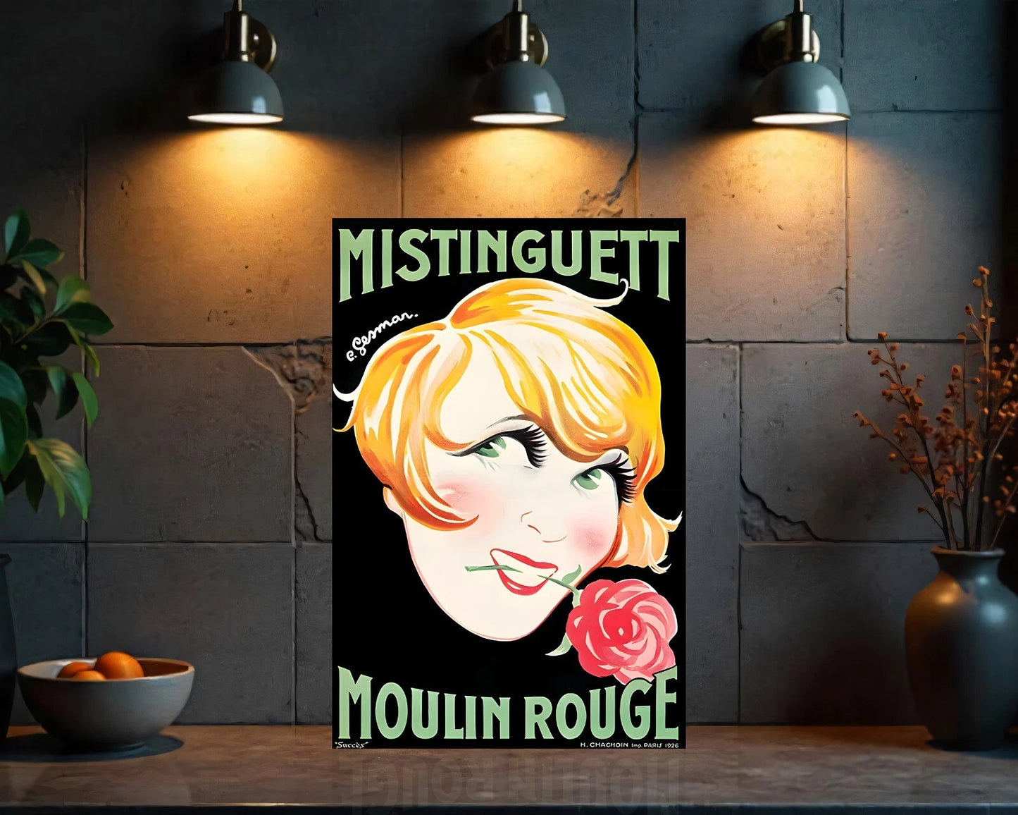 Mistinguett – Moulin Rouge Vintage French Sign - Heavy Metal Cafe & Bar Decor