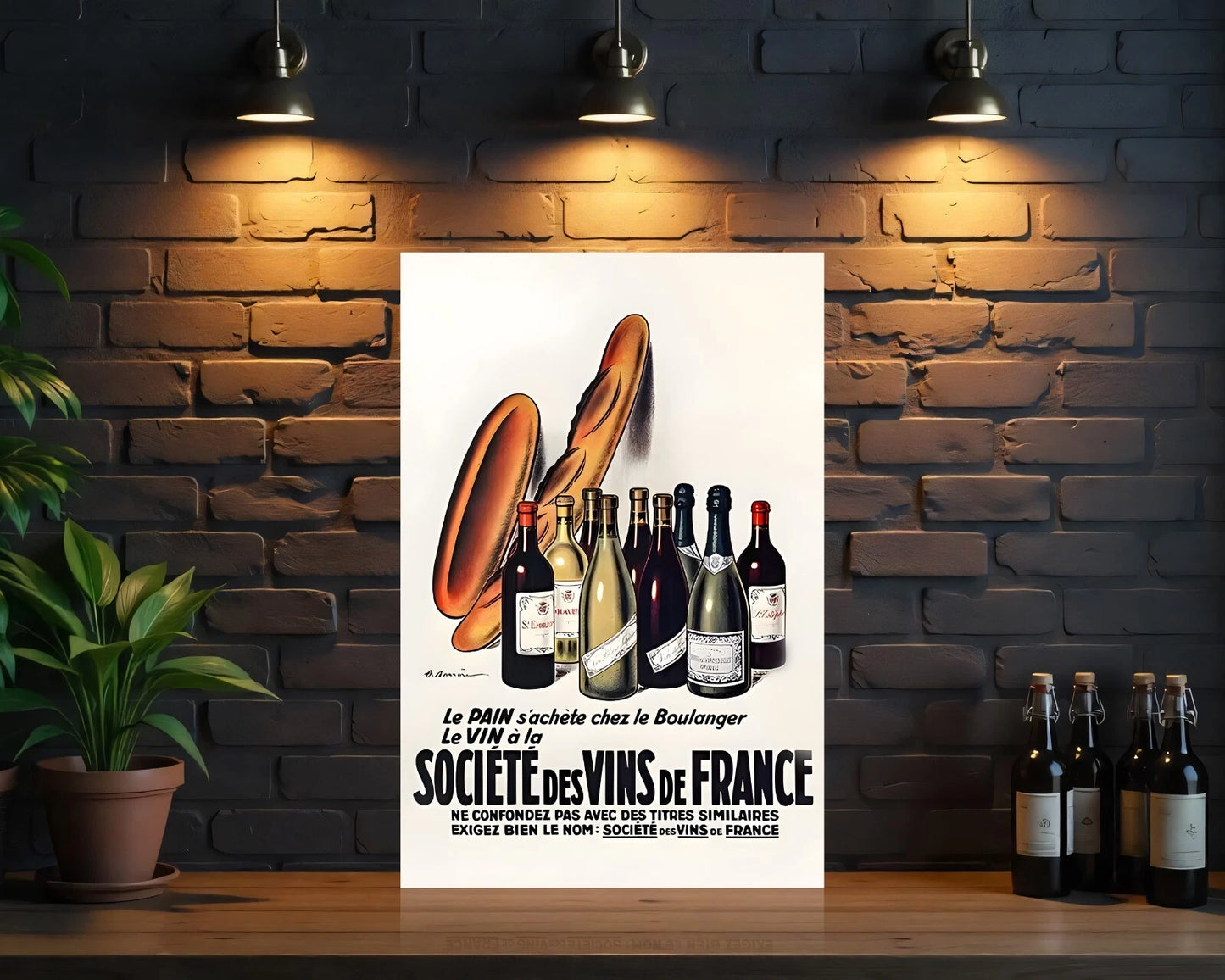 Société des Vins de France Classic French Wine AD Sign - Heavy Metal Cafe & Bar Decor