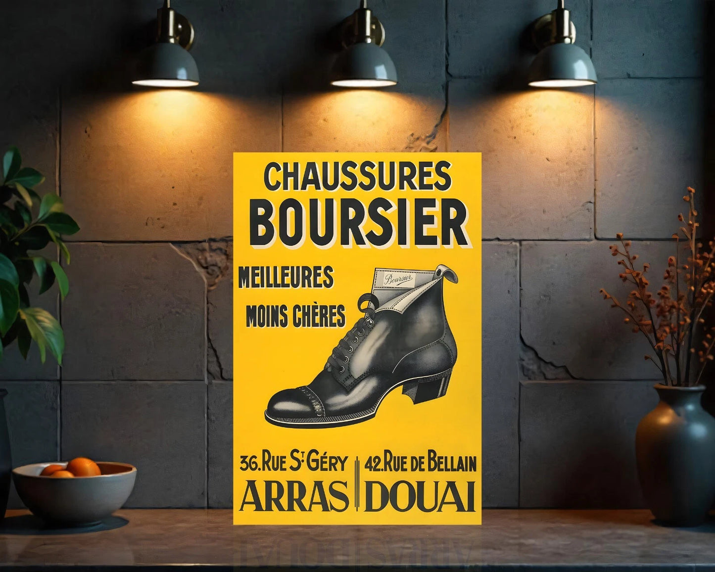 Chaussures Boursier Vintage French Shoe Sign - Heavy Metal Cafe & Bar Decor