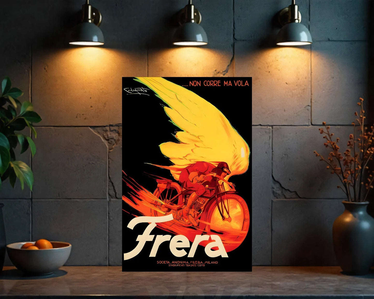Frera Non Corre Ma Vola Motorcycle Racing Sign – Large 60x40 cm Heavy Metal Motorcycle Sign