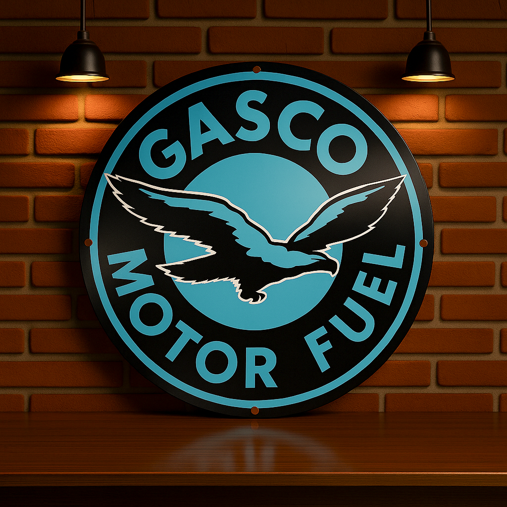 Gasco Motor Fuel Sign – Heavy Metal Garage & Man Cave Decor
