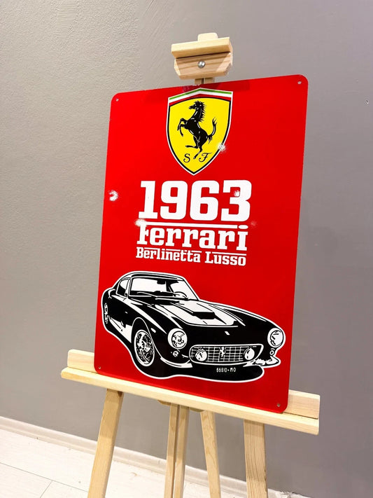 Ferrari 1963 Berlinetta Lusso Heavy Metal Sign – Garage & Man Cave Decor