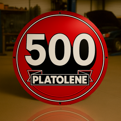 500 Platolene Racing Fuel Sign – Heavy Metal Garage & Man Cave Decor