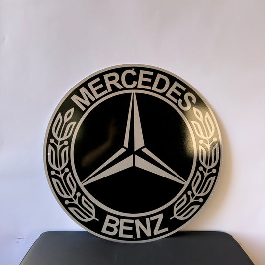 Mercedes Benz Silver & Black Sign – Glossy Heavy Metal Garage Sign