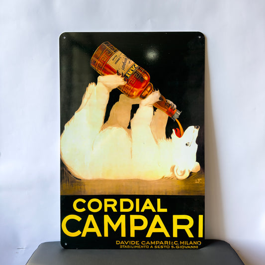 Cordial Campari Polar Bear Sign – Large 60x40 cm Heavy Metal Sign
