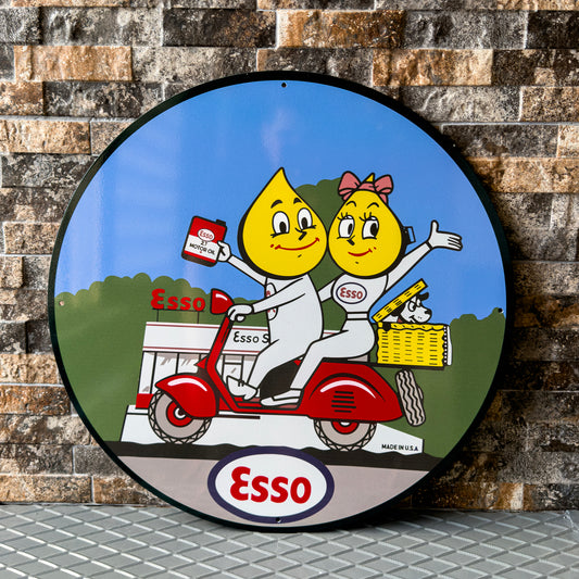 Esso Oil Drop Man and Woman Vintage Sign – Heavy Metal Garage Decor