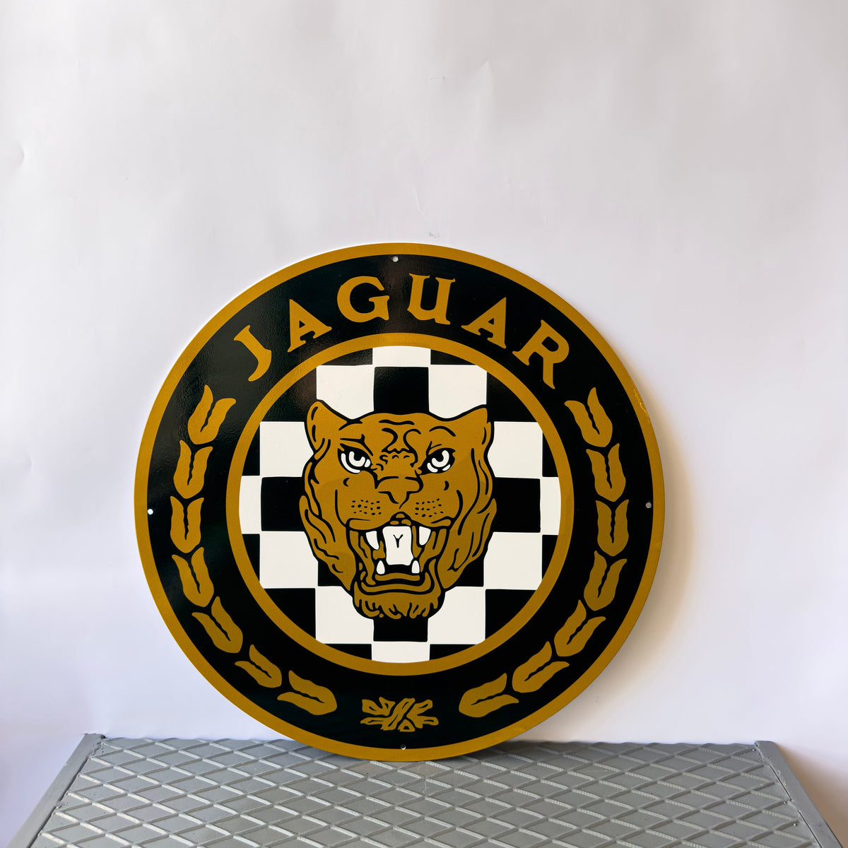 Jaguar Round Heavy Metal Sign – Garage & Man Cave Decor