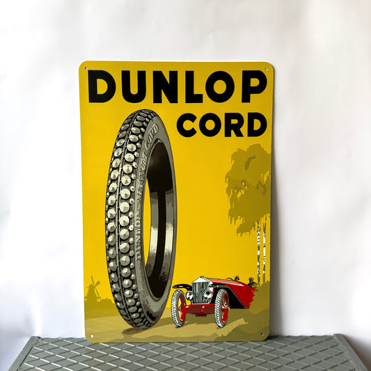 Dunlop Cord Vintage Tyre Heavy Metal Sign – Garage & Man Cave Decor