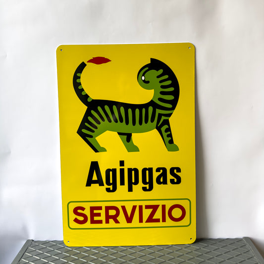 Agipgas Servizio Vintage Petrol Sign – Heavy Metal Garage & Man Cave Decor