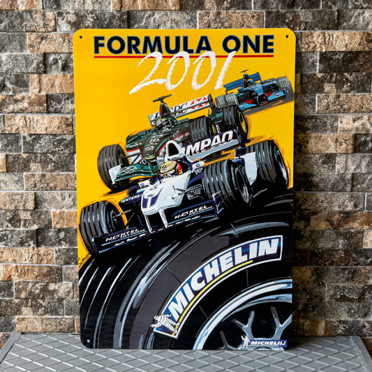 Formula One 2001 Vintage Sign – Heavy Metal Man Cave Decor – F1 Wall Art