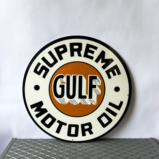 Gulf Supreme Motor Oil Sign – Heavy Metal Garage & Service Sign