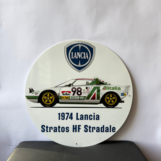 Lancia Stratos Vintage Sign – Glossy Heavy Metal Racing Car Sign