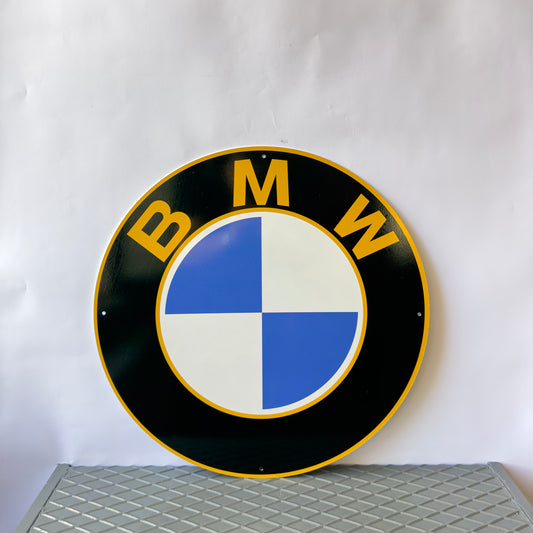 BMW Gold Logo – Glossy Heavy Metal Sign – Garage Decor