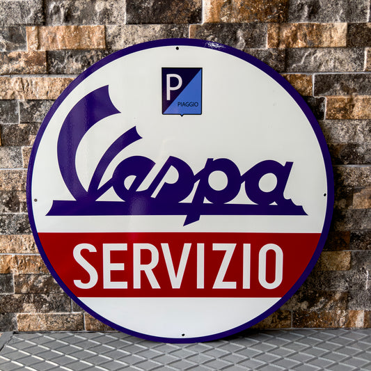 Vespa Servizio Sign – Heavy Metal Scooter Service Sign – Garage & Man Cave Decor