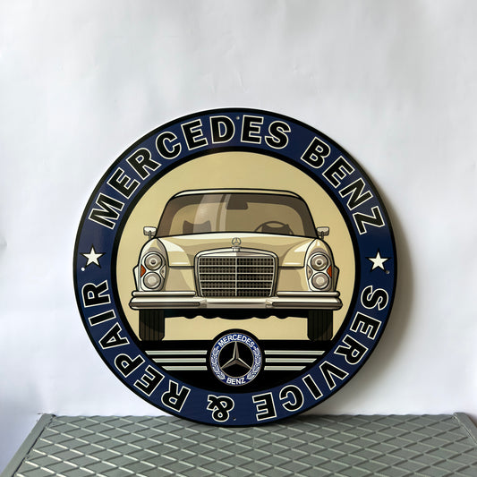Mercedes Benz W108 1971 Vintage Sign – Heavy Metal Sign – Garage, Service & Man Cave Decor