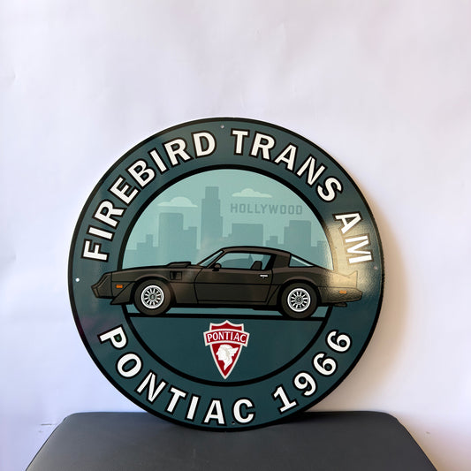 Pontiac 1966 Firebird - Vintage Round Heavy Metal Sign – Garage & Man Cave Decor